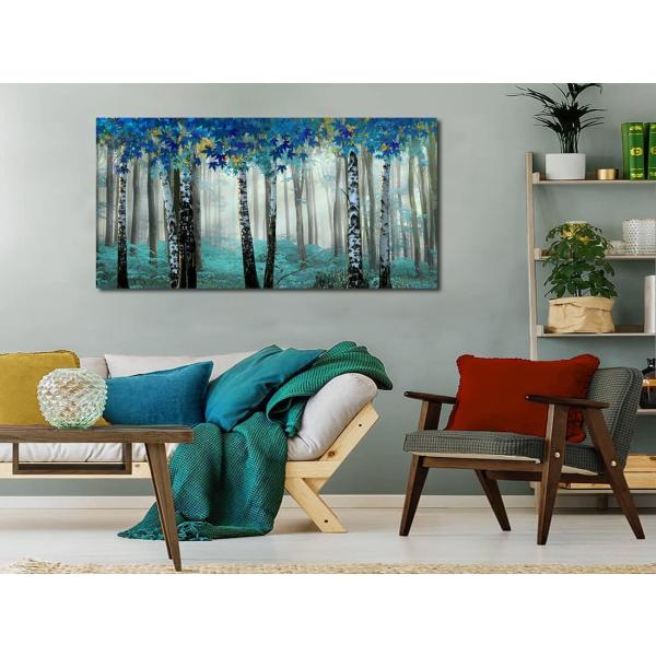 絵画 北欧風の壁アートNORDIC FOREST BLUE TEAL 壁掛け