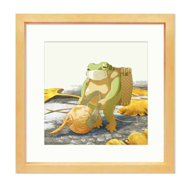 はち公式】 アートフレーム 「ぎんなん拾いの秋」 フレーム付き 額入り