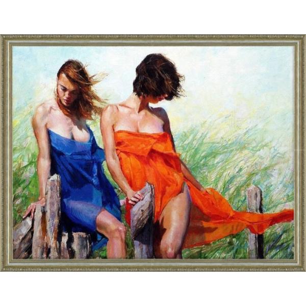 油絵 女性像 額装 絵画 セリグラフインテリア artjp_li-068