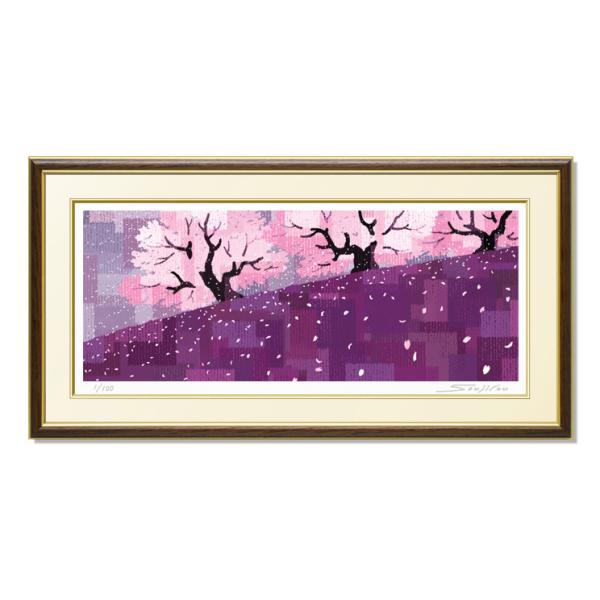 絵画 インテリア 壁掛け 額入り 額絵「桜吹雪(さくらふぶき)」落ち着い