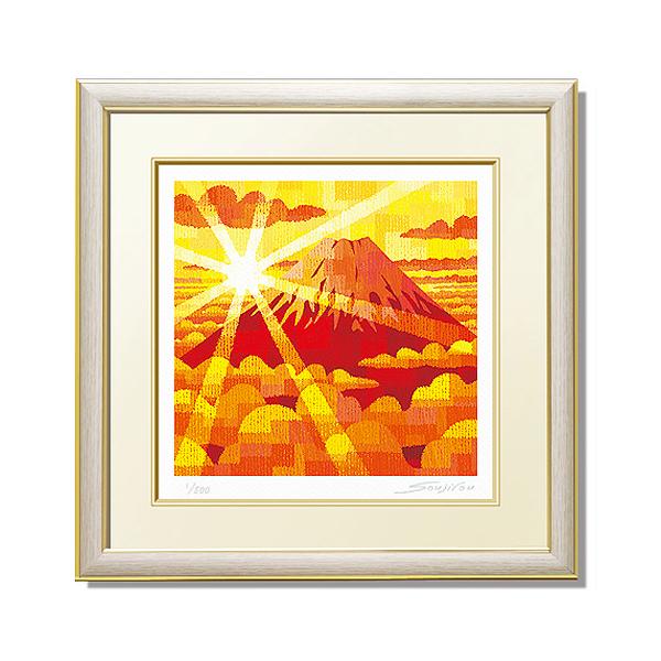 絵画 黄金赤富士 25角サイズの描き下ろし作品 インテリア おしゃれ