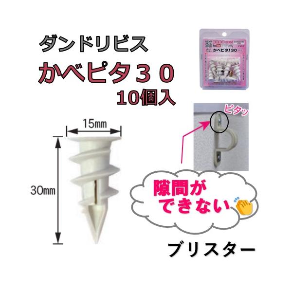 他サイト： ダンドリビス かべピタ30 ブリスターパック 10個入 強力アンカー 石膏ボード壁用 カベピタ 便利グッズの商品画像