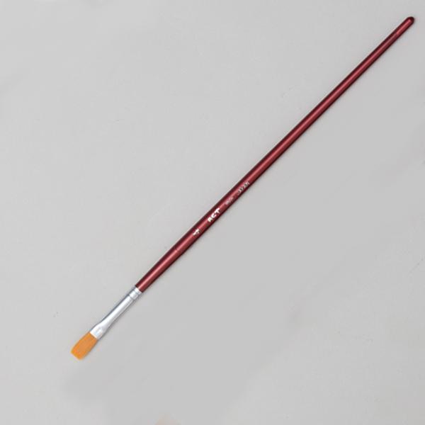 ナイロン毛・AS樹脂製赤軸穂先12mm 口金4.3mmナイロンですが、いたち毛のようによく開き、よくまとまる、しなやかタッチの筆で、絵の具の含みもよく、水彩、アクリル絵の具用として抜群の使い心地です。