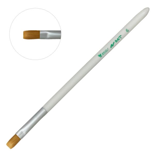 再生PET入りナイロン毛・再生ポリスチレン軸穂丈：13mm口金幅：7.5mm全長：182mm穂先に一回つけた絵の具で、できるだけたくさん描けるように、水含みのよさを特に考えて作った筆です。穂先はナイロン毛にペットボトルからできる再生PET繊...