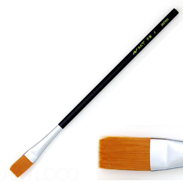 穂丈：21mm 口金幅：14mm 全長：231mm軸の材質：再生ポリスチレン製特殊加工した極細繊維を使用したナイロン筆です。毛量が多く、断面がU字型になっており、従来品に比べて1.5倍絵の具含みが良くなっています。太さ、長さの異なる繊維をグ...
