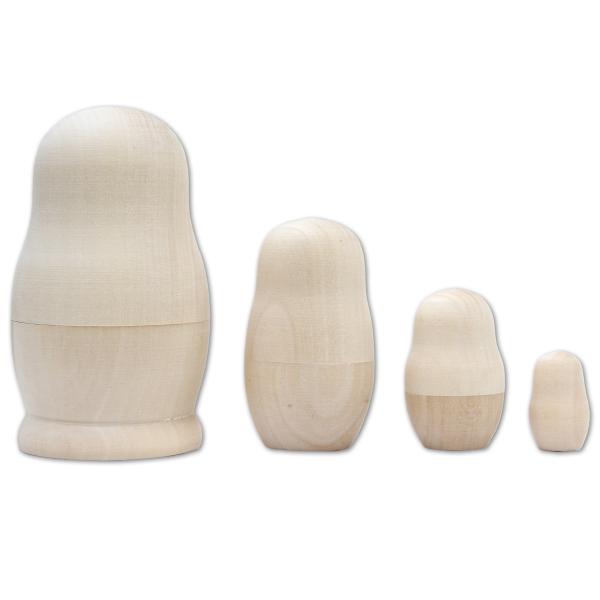 白木のマトリョーシカ 4体 9cm 【 マトリョーシカ人形 入れ子 無地