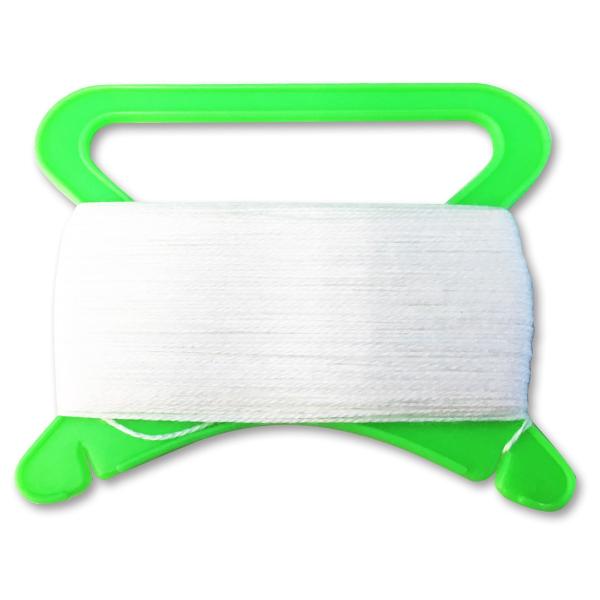 長さ：約30m(太さ約0.4mm)綿100％カード巻の少量サイズ。糸を止める切り込みが2ヵ所あるので便利です。※凧糸の巻き始めは黄緑色の持ち手部分に固定されておりませんのでご注意ください。