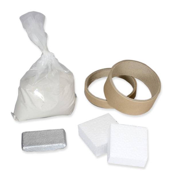 セット内容：亜鉛合金(1〜2個)200g、鋳型サンド(砂)約280g、発泡スチロール50×50×厚さ20mm2個、紙管(75mm直径・厚さ3mm)高さ15mm・35mm各1個、説明書付本格的な鋳造が体験できる本格鋳造セットの金属を、お得な「...