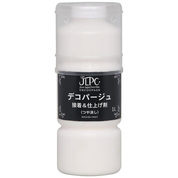 内容量：1L用途：屋内に飾る金属・ガラス・プラスチック・布・固形せっけんなどのデコパージュ用乾燥時間：約1時間／20℃低臭で扱いやすいデコパージュ用の塗料です。接着とトップコートを兼ねているので、これ1本で仕上げることができます。 乾くと落...