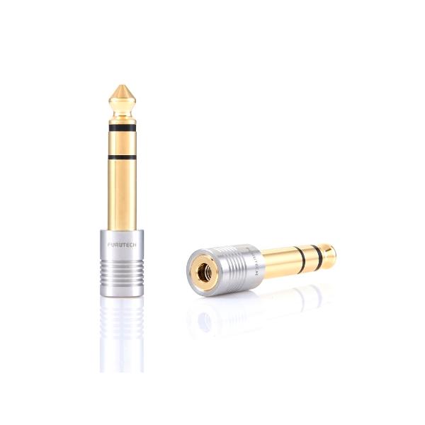 3.5mmステレオミニプラグを6.3mm標準プラグに変換します。厳選した素材を使ったオーディオ用ヘッドホン変換プラグです。変換部がフラットなタイプ。【仕様】・導体：RoHS指令適合　24ｋ金メッキ処理　α-燐青銅および銅合金・絶縁：POM樹...