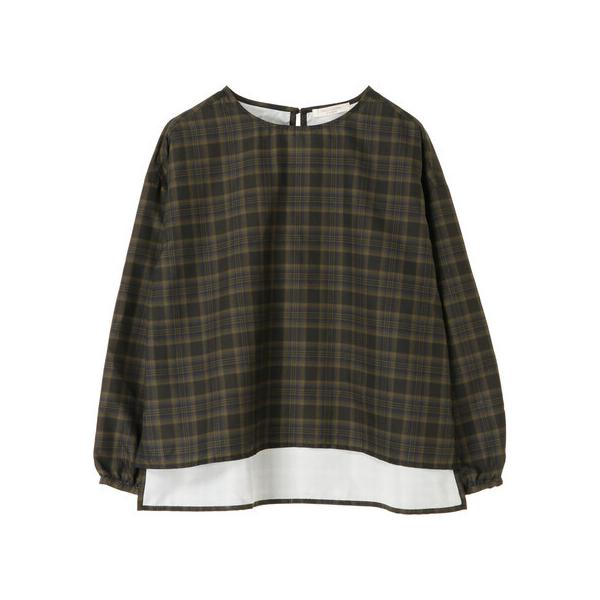 chocol raffine robe　タータンチェック ブラウス ネイビー フリーサイズ