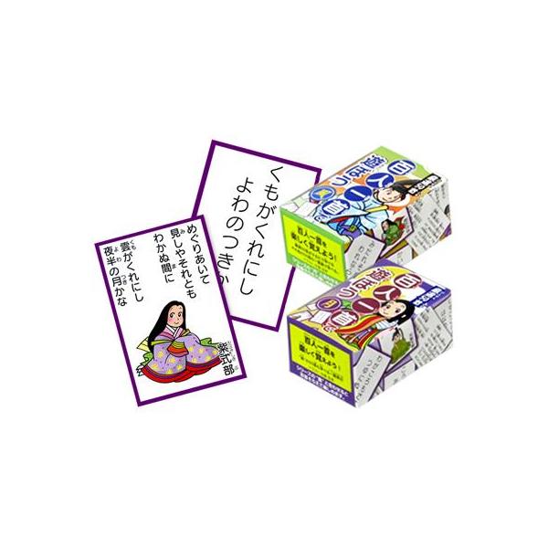 百人一首を楽しく覚えよう厳選50首がかるたで学べます月・風を合わせると百首揃えて遊べます読み札・取り札：各５０枚1枚のサイズ(約)：縦75×横50mm箱サイズ(約)：7.7×5.2×4.5cm材質：紙