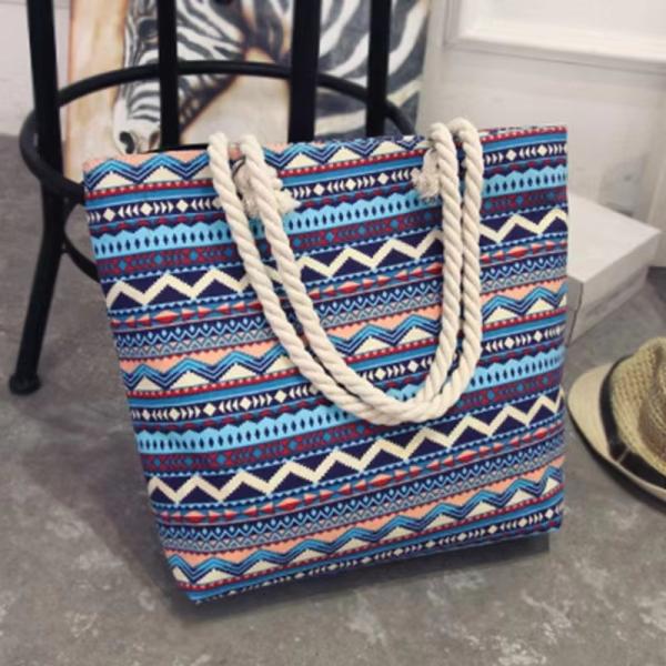 エスニック柄 トートバッグ ボヘミアン柄 幾何学柄　printed-totebag-2