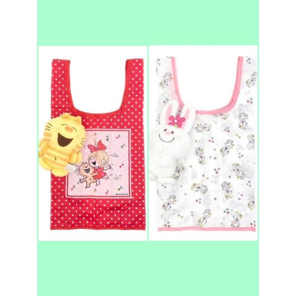 水森亜土】ぬいぐるみエコバッグ(2種)/(ねこ、うさぎ)/持ち運びに便利