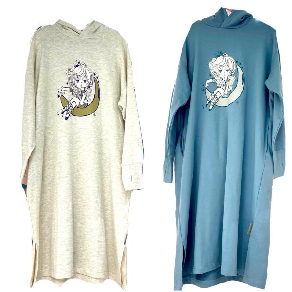 水森亜土 フーディー リラックスパーカーワンピ ムーン キャラクター グッズ artsalonwasabi_ad7587-8