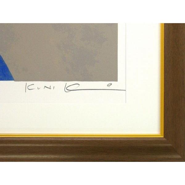 松任谷國子『青いドレス』リトグラフ 【絵画 額付 新品 版画 