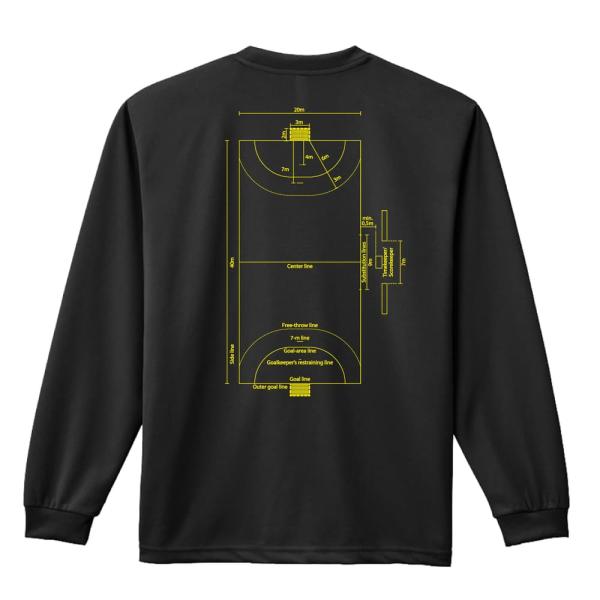 ハンドボール ロンT 長袖Tシャツ メンズ 練習着 「ハンドボールコート ディメンションダイアグラム」 (AW)