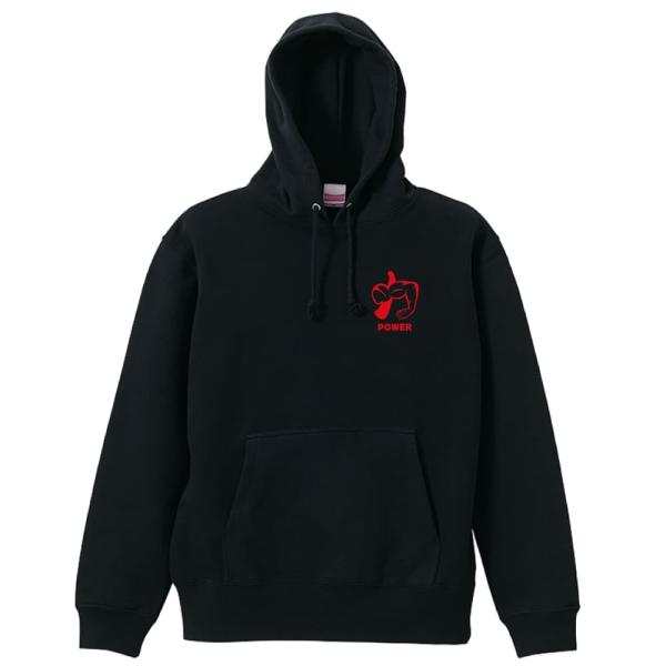 スポーツ トレーニング パーカー 練習着 プルオーバー 「力 筋トレ 筋肉 ワークアウト」 (AW)