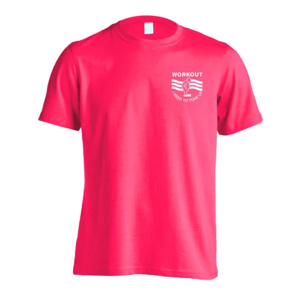 スポーツ トレーニング Tシャツ ウェア 半袖 練習着 「WORKOUT I need tone up 筋トレ 筋肉 ワークアウト」 (AW)