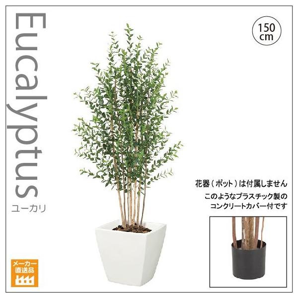 人工観葉植物 造花 天然木のユーカリツリー 150cm ナチュラル 天然木 送料無料 無光触媒 インテリアグリーン Ct触媒加工可 別途料金で オープニング 大放出セール