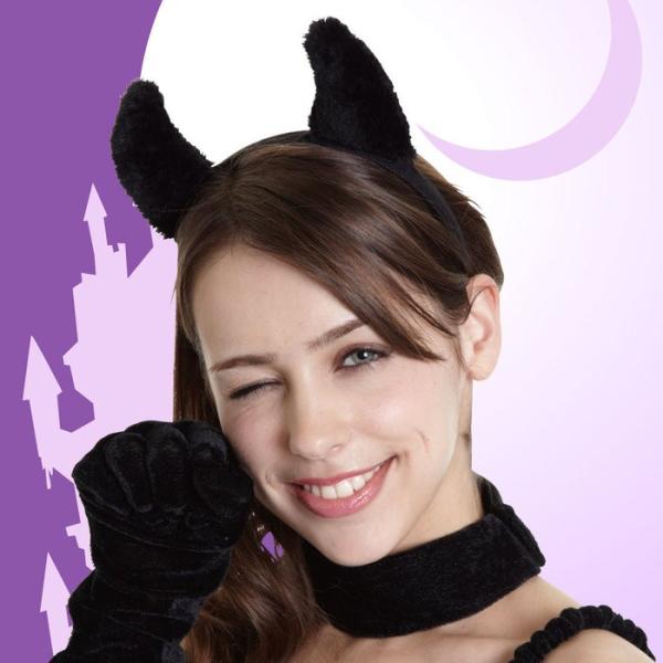 ハロウィン ボアデビルカチューシャ ブラック ヘアアクセサリー ハロウィン 仮装 コスプレ コスチュー
