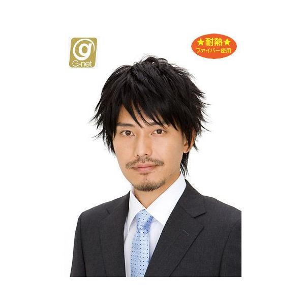 男性用かつら メンズウィッグ ウイングショート スタンダードブラック J-5765