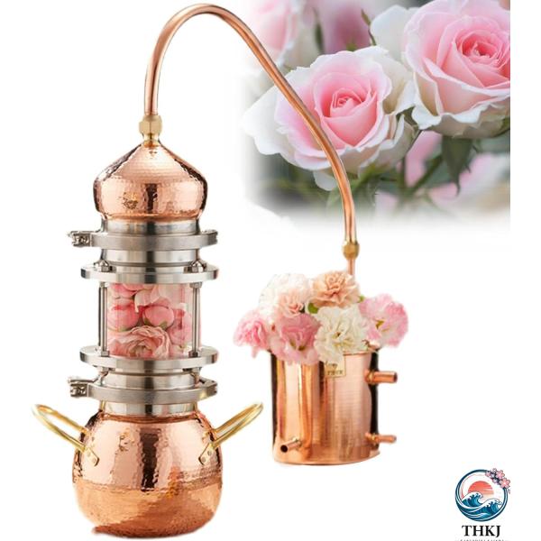 純銅密造酒蒸留器 蒸留水 発酵器 酒かん器 自家醸造 蒸留器 2L 3L 冷却チューブと  温度計 DIY キット付き 銅製蒸留器 生花 純露 ウイスキー 紫銅蒸留釜