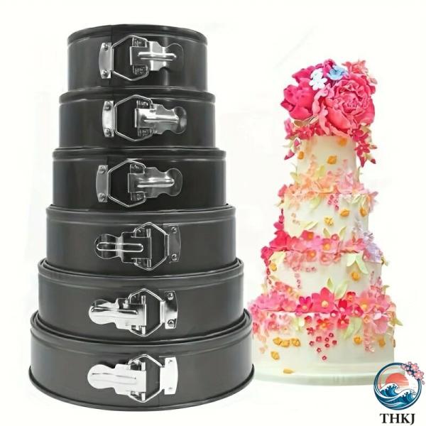 6個セット、スプリングフォームケーキパン、炭素鋼製の取り外し可能な底のあるベーキングケーキ型、オーブンアクセサリー、ベーキングツール、キッチンガジェッ