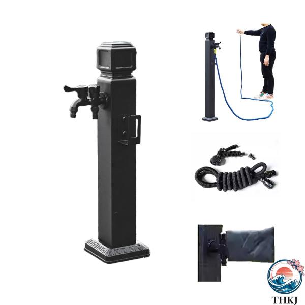 ? 【ダブル蛇口デザイン】屋外用水栓柱2つの水出口は非常に実用的で、同時に複数の水のニーズを満たすことができます。片方の蛇口は給水や掃除の際に水道管に接続でき、もう片方の蛇口は日常の水の使用に便利です。ガーデニングの灌漑だけでなく、ペットの...