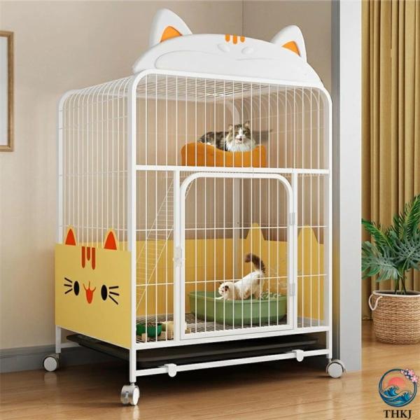 【特大の運動場】猫ケージは1〜3匹の猫に最適で、モルモット、フェレット、ウサギなどの小型ペットにも適しています。広々とした猫箱は、最も元気な猫にもスペースを提供します。 あなたのふわふわした小さなお友達は、猫小屋にある自分だけの城の王様にな...