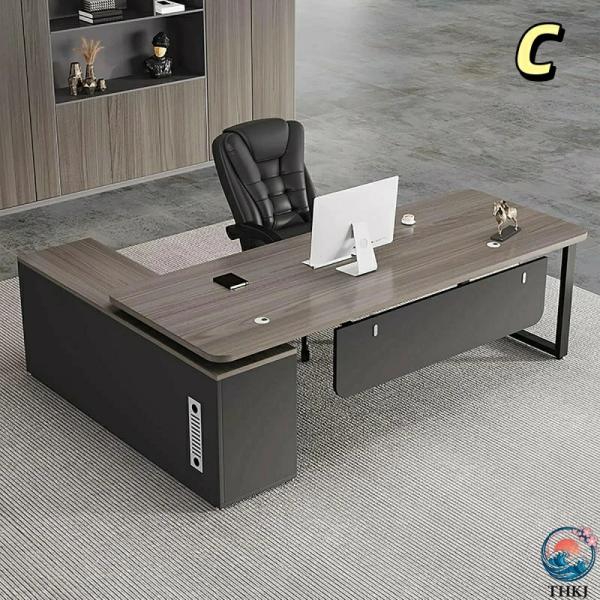 高品質素材：デスクトップは厚みのある無垢材パーティクルボードで作られており、木の自然な風合いを保つだけでなく、耐久性も向上させ、オフィス空間を温かみと快適さに満ち溢れたものにします。よく作られたスチールと木の構造のマネージャーデスクは、頑丈...