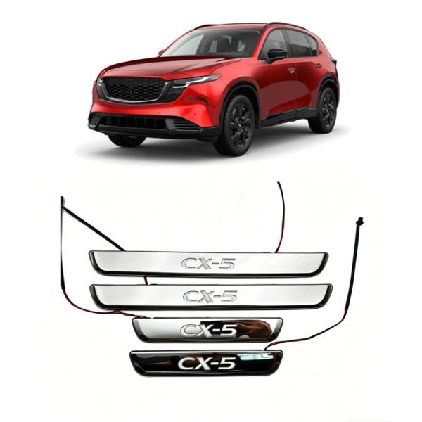 マツダ 新型 CX-5 cx5 KM系（2026年5月〜現行） 専用 LED イルミ付きスカッフプレート 光るドアステップガード ドアシル保護モール 車内ドレス