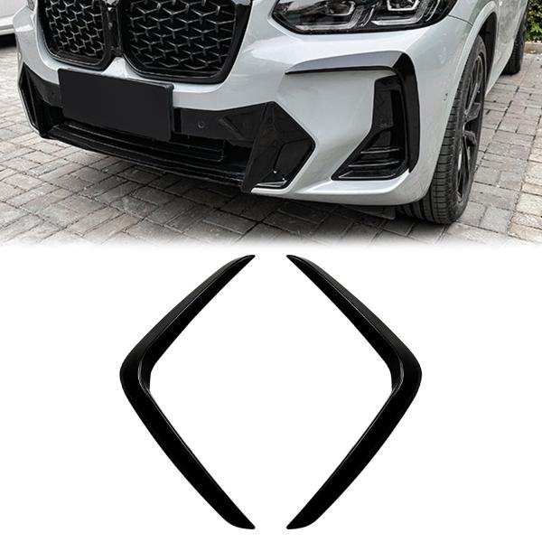 2個 光沢ブラック フロントバンパー サイドエアベントトリム BMW X3 X4 G01 G02 M Sport LCI 2022-2023に対応