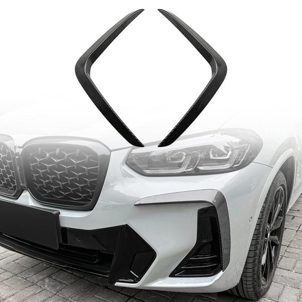 カーボンファイバールック フロントバンパーサイドエアベントトリム 2個入り BMW X3 X4 G01 G02 M Sport LCI 2022-2023に対応