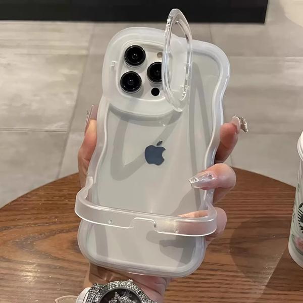 iPhoneケース クリア うねうね なみなみiphone16 iphone15 iphone14 iphone13pro max iphone12 透明 スタンド付き 横縦２用スマホケース