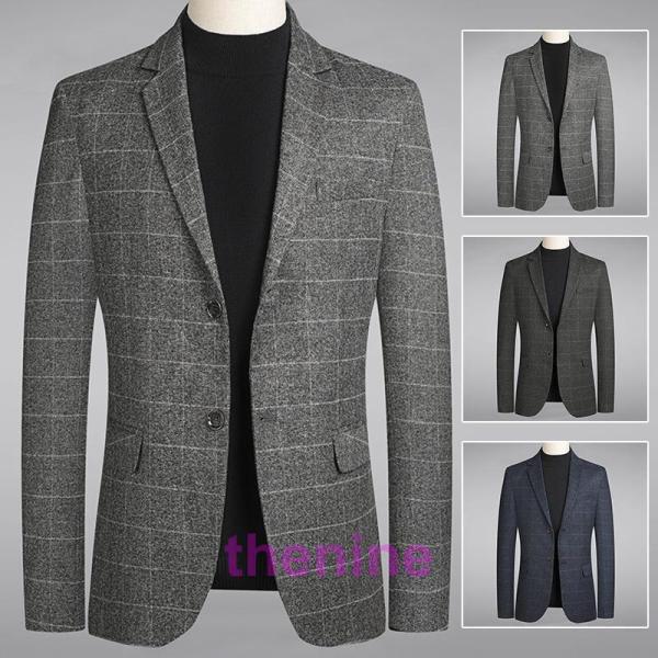 テーラードジャケット メンズ ブレザー 切り替え チェック柄 スーツ 長袖ビジネススーツ 紳士用 通勤 アウター jacket 細身 春秋 カジュアルスーツ テーラードジャケット メンズ ブレザー 切り替え チェック柄 スーツ