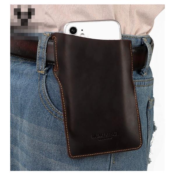 スマホバッグ ベルトポーチ 本革 スマホポーチ スマホ入れ ヒップバッグ 仕事用 携帯収納 ウェストポーチ ウエストバッグ 多機能 2way メンズ バッグ