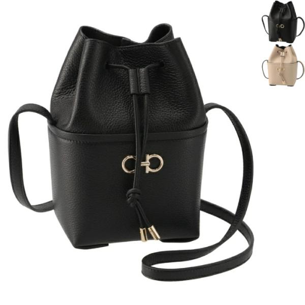 フェラガモ FERRAGAMO ショルダーバッグ ダブルガンチーニ ミニ バケットバッグ 212970 0001 FERRAGAMO（フェラガモ） 【並行輸入品】 ショルダーバッグ ダブル