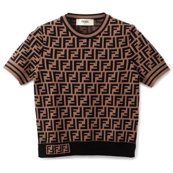 FENDI - フェンディ FENDI ニット 半袖 セーター FFロゴ ズッカ柄 ショートスリーブ ニットシャツ FZY702 A5QG F118W asafezone_fzy702a5qgf118w