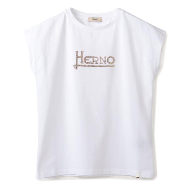 ヘルノ HERNO Tシャツ レディース INTERLOCK JERSEY 半袖 クルーネック フレンチスリーブ ショートスリーブシャツ JG000211D 52009 1080 HERNO（ヘルノ） 【並行輸入品】 HERNO Tシャツ INTERLOCK JERSEY 半袖
