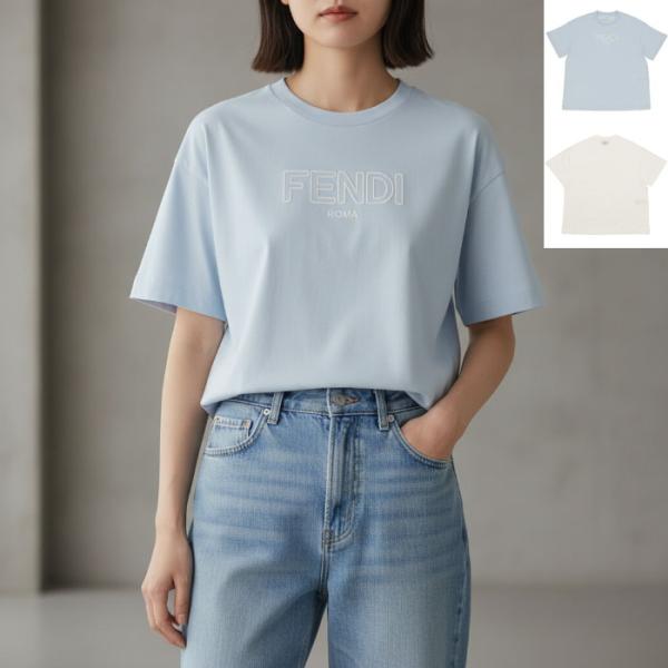 【並行輸入品】 フェンディ FENDI 大人もOK キッズ Tシャツ FENDI ROMA ロゴ クルーネック 半袖シャツ 2026年春夏新作 JUI201 7AJ