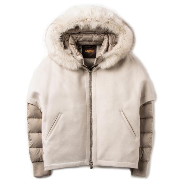 美品 MOORER PEGASO ショートダウンジャケット ペガソ38 並行輸入品】 MOORER PEGASO-CWR リアルフォックス フーテッド