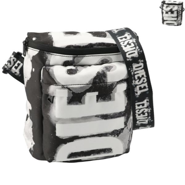 ディーゼル DIESEL ショルダーバッグ スクエア RAVE マキシロゴ ナイロン DSLプリント ユニセックス クロスボディバッグ X09474 P6338 asafezone_x09474p6338