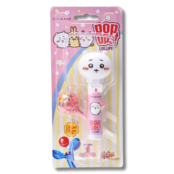 「ポップアップス！ちいかわ チュッパチャップス（ストロベリークリーム味）」は、可愛いちいかわデザインのキャンディケース付き。レバーをスライドするだけで、簡単にチュッパチャップスをセットできるので、いつでもどこでも手軽にキャンディを楽しめます...