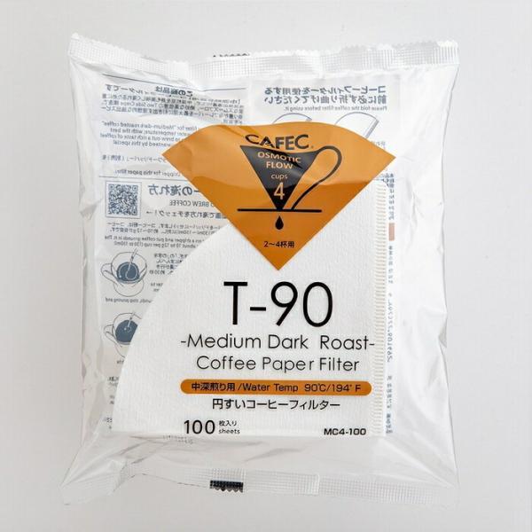 三洋産業 CAFEC カフェック 中煎り〜中深煎り用   MC4-100  円すい コーヒーフィルター〈2杯用〜4杯用〉ホワイト（100枚入）　ORIGAMI ドリッパーＭサイズにも