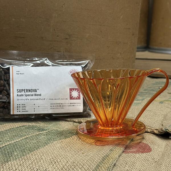 【数量限定】10周年記念限定　TFD-4OR フラワードリッパー cup4＜CAFECオレンジ＞　豆セット 〈2-4杯用〉  カフェック　三洋産業