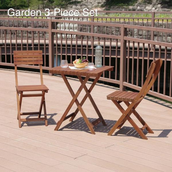 ガーデン3点セット ブラウン 【79444】＃ＶＦＳ—ＧＣ21ＳＭ テーブル チェア ガーデンテーブル ガーデンチェア 木製テーブル 木製チェア 送料無料 不二貿易（Fuji Boeki） ガーデン3点セット ガーデンテーブル ガーデン