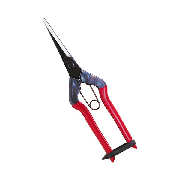 野菜、果樹の収穫に最適です。【用途】園芸全般・果樹・野菜の収穫摘果作業用。【特徴】奥まった所も届くロング刃です。園芸全般、果樹、野菜の収穫、摘果作業に最適です。【仕様】●全長：195mm。●重量：105g。●刃長：55mm。【材質】●刃：高...