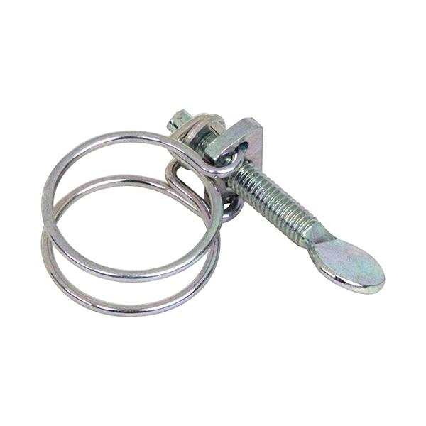 ツマミがついて締め付けやすいバンドです。【用途】一般家庭屋外散水用。【特徴】手締め式ワイヤーバンドです。ホース抜けを防ぎます。【仕様】●締め付け範囲：23〜26mm。●耐圧性能：約0.2MPa(2kgf/cm2)。【材質】●スチール。【注意...