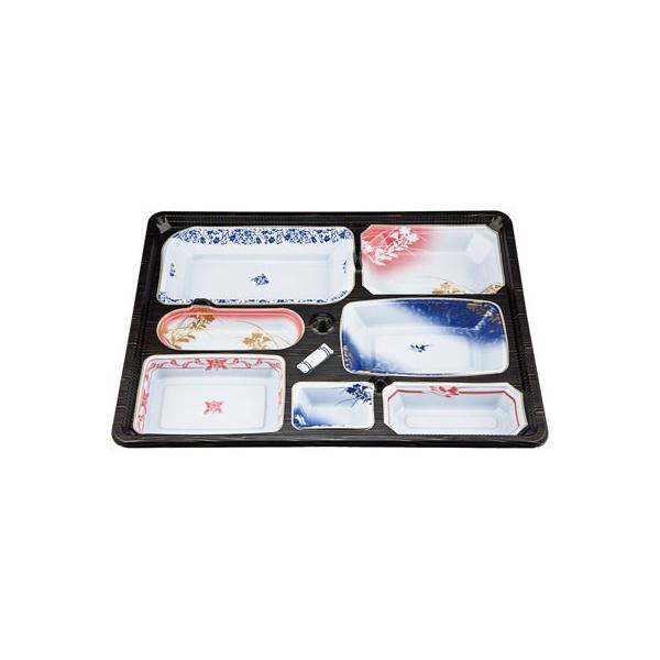 大特価！  人気の定番商品！ 大量購入送料無料可！ 仕出し容器 CU-239清秀共蓋セット２０個。使い捨て弁当箱。　シーピー化成。 落ち着いた藍とほのかな朱色の上品な柄が料理・売場・集いの席を美しく彩ります。各仕切に陶器・漆器調の絵柄を施し...